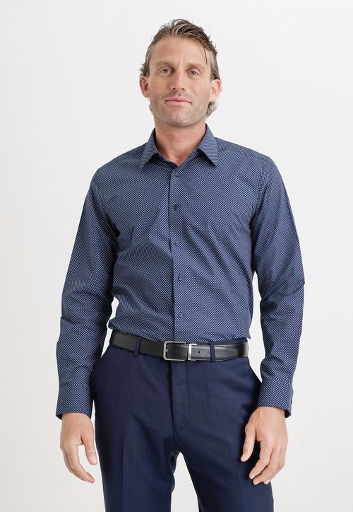 Camisa Formal Hombre Microdiseño Azul Marino