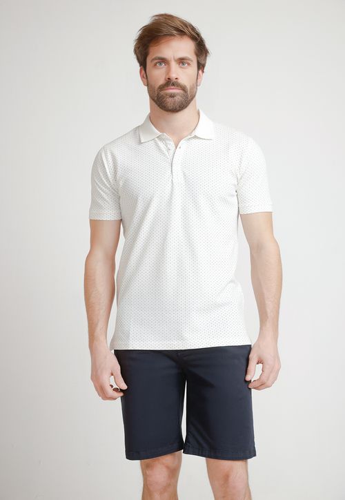 Polera Hombre Algodón Estampada Slim Maxwell Blanco