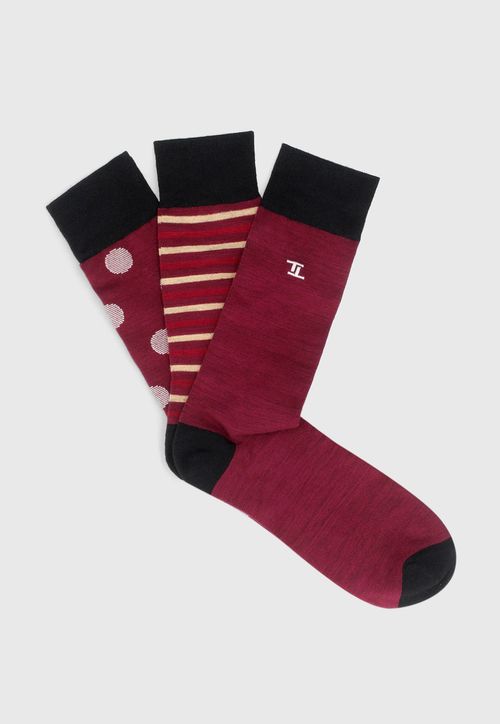 Pack Calcetines Hombre Algodón Fantasía Burdeo