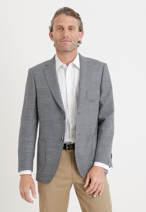 Chaqueta  Formal Hombre Mezcla Lana Fantasía Regular Executive Negro