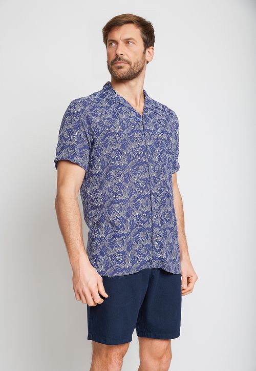 Camisa Hombre  Viscosa Estampada Relajado Baltazar Azul