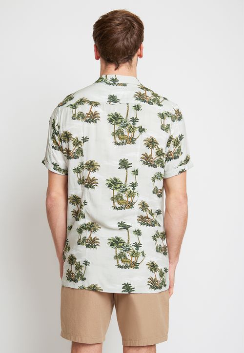 Camisa Hombre  Viscosa Estampada Relajado Baltazar Verde Agua