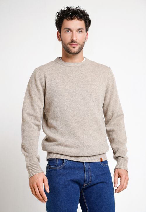 Sweater Hombre Cuello C Peter Beige Melange