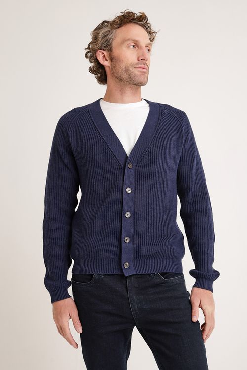 Cardigan De Hombre Tejido Azul Marino