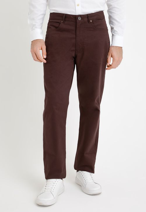 Pantalón Hombre Algodón Liso Slim Vilas Café