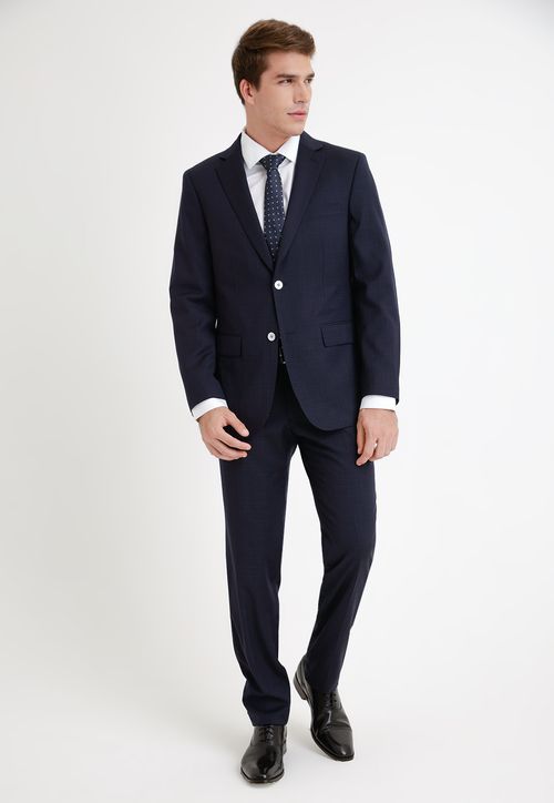 Traje Formal Hombre Lana Fantasía Slim Emerald Azul Marino