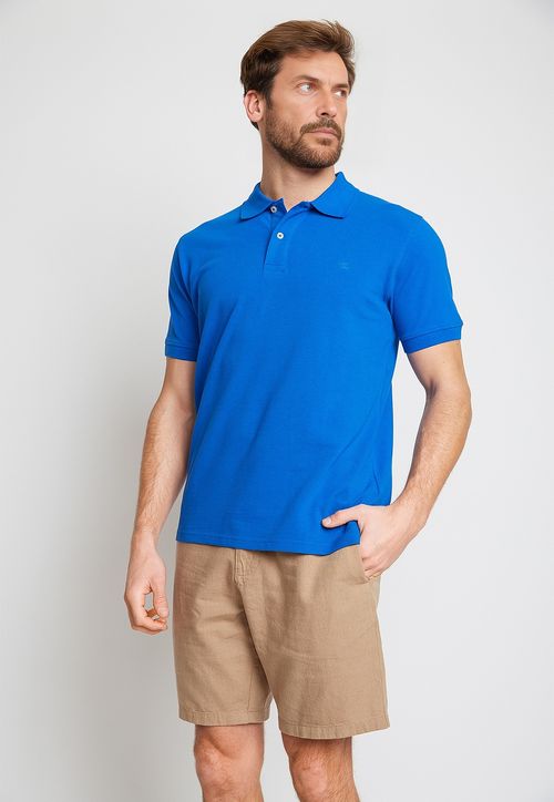 Polera Hombre Algodón Polo Regular Marini Azul
