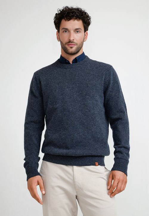 Sweater Hombre Cuello C Peter Azul Melange