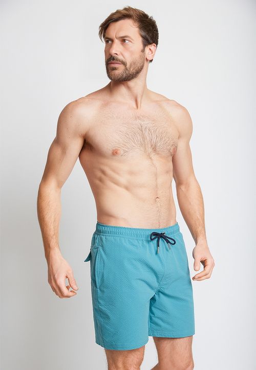 Traje De Baño Hombre Poliéster Liso Slim Justino Menta