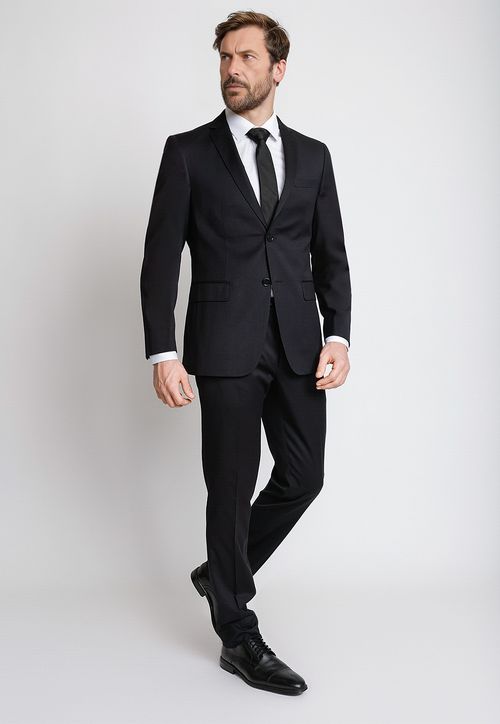 Traje Formal Hombre Mezcla Algodón Microdiseño Skinny Graduación Negro