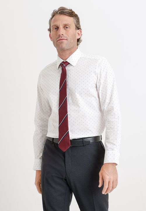 Camisa Formal Hombre Microdiseño Burdeo/Blanco
