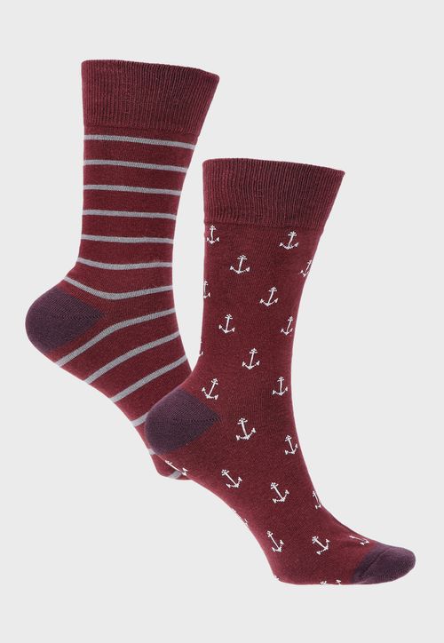 Calcetines Hombre Anchor Bipack Burdeo