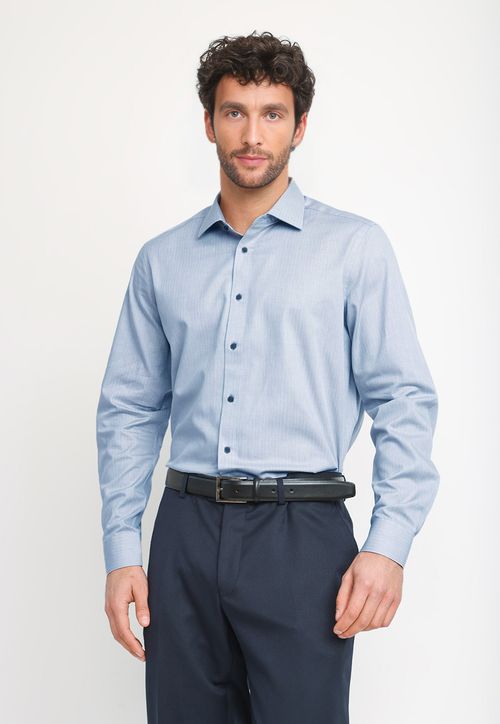 Camisa Hombre Formal Algodón Classic Azul Piedra
