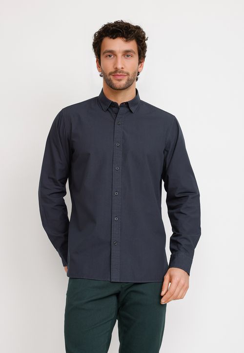 Camisa ML Hombre Basilio Azul Marino
