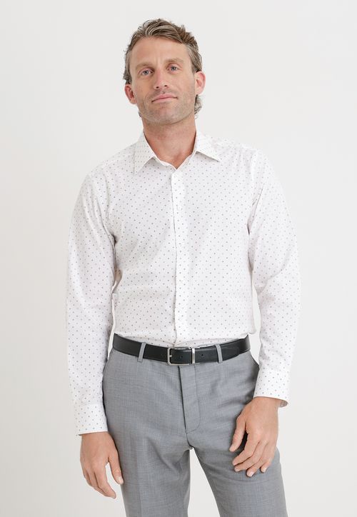Camisa Formal Hombre Blanco/Burdeo