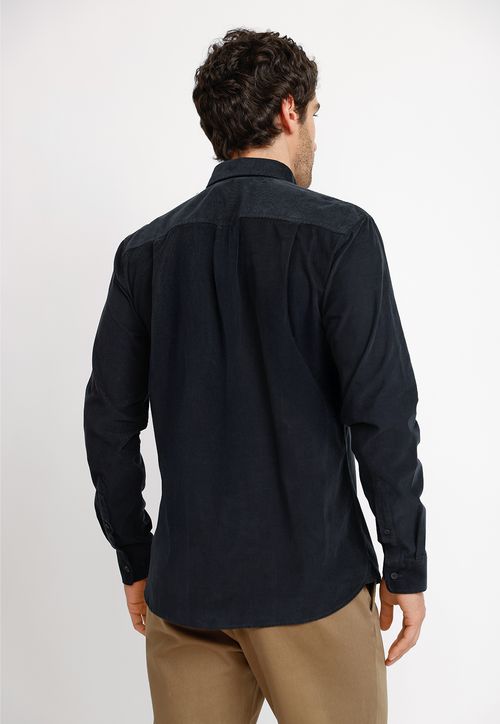 Camisa Cotelé ML Hombre Burgos Azul Marino