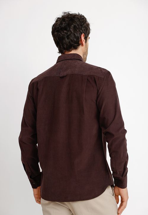 Camisa Cotelé ML Hombre Burgos Burdeo