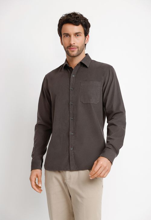 Camisa Hombre Formal Algodón Vercelli Gris