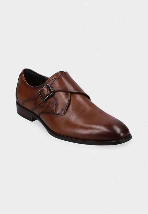 Zapato Formal Hebilla Cuero Cognac