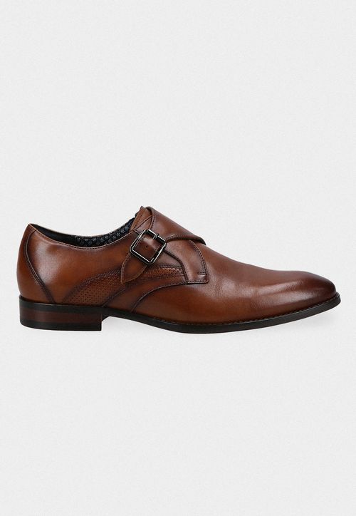 Zapato Formal Hebilla Cuero Cognac