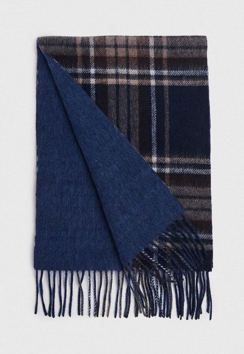 Bufanda Hombre Doble Cuadros Azul