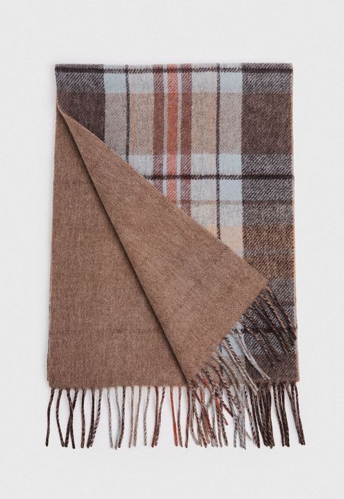 Bufanda Hombre Doble Cuadros Camel