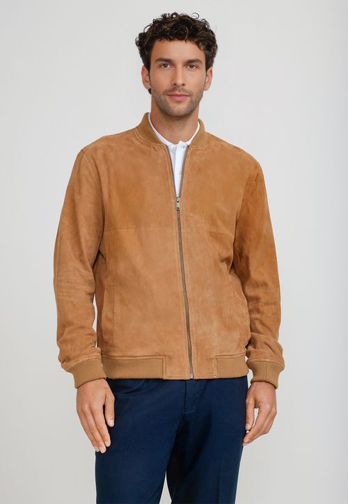 Chaqueta Bomber Gamuza Amaro Camel