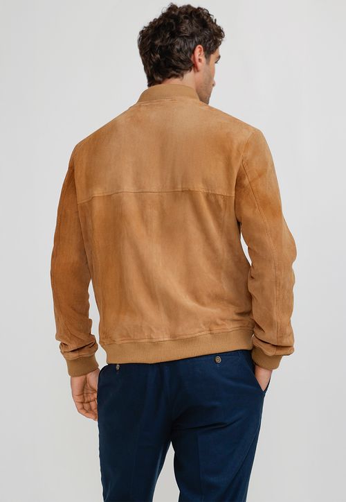 Chaqueta Bomber Gamuza Amaro Camel