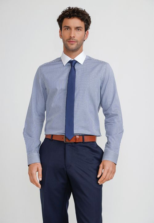 Camisa Hombre Formal Algodón Classic Azul Marino