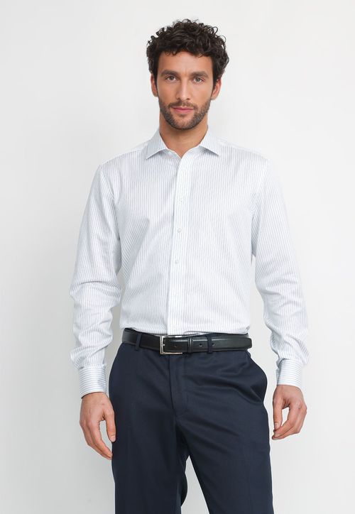 Camisa Hombre Formal Algodón Non Iron Azul