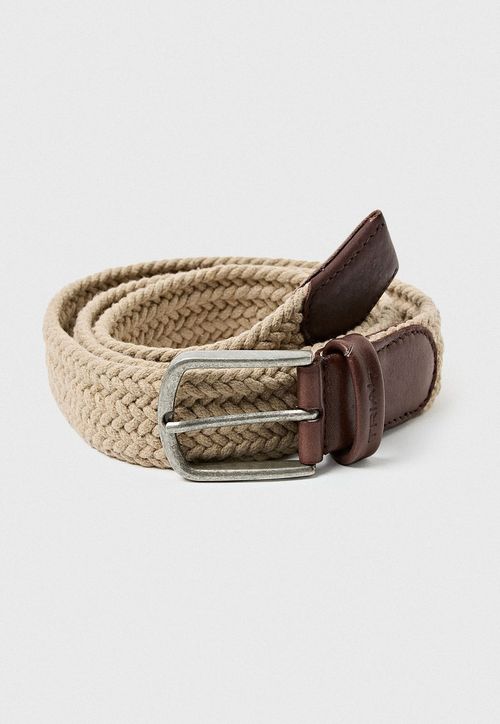 Cinturon Hombre Trenzado Beige