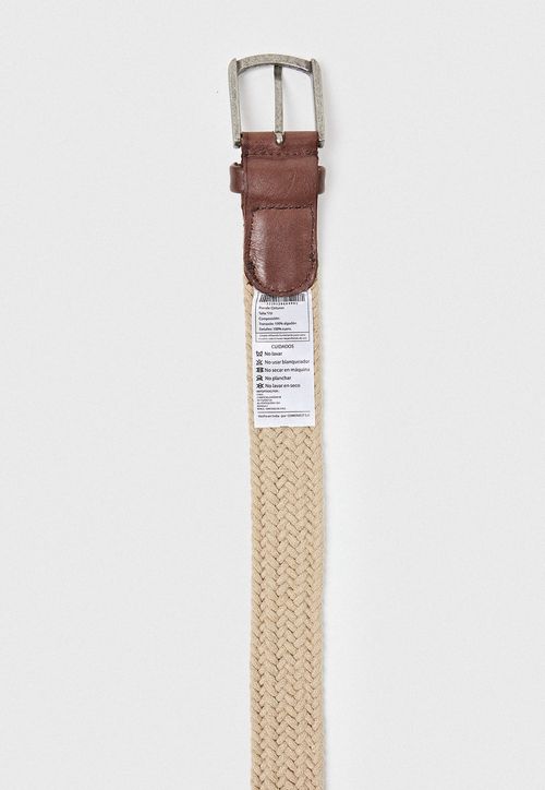 Cinturon Hombre Trenzado Beige