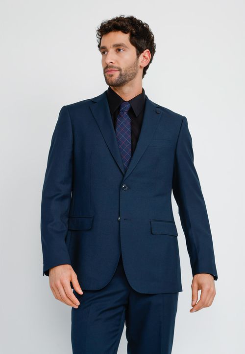 Traje Hombre Formal Slim Mezcla Lana Executive Petróleo