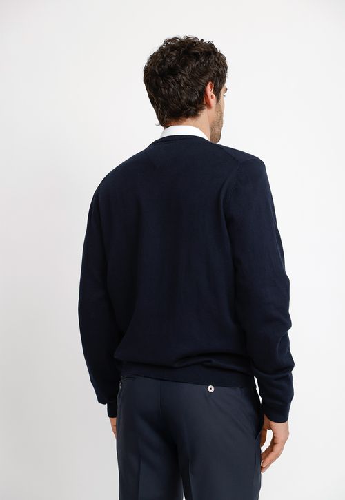 Sweater Hombre Formal Cuello V Algodón Cashmere Classic Azul Marino