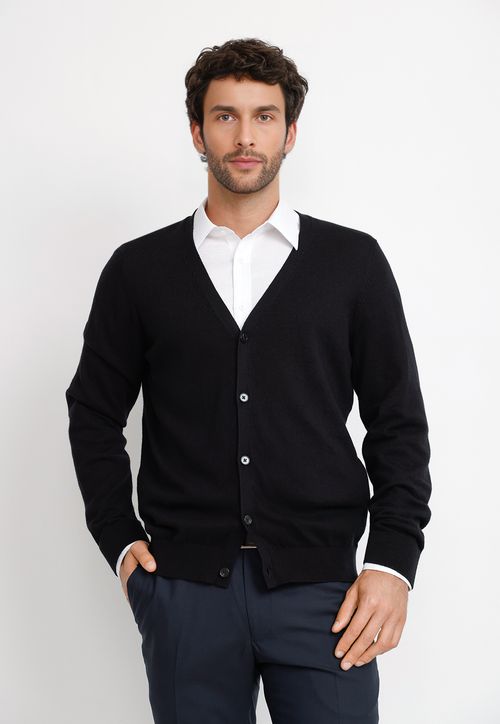 Cárdigan Formal Hombre Algodón Cashmere Classic Negro