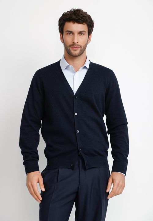 Cárdigan Formal Hombre Algodón Cashmere Classic Azul Marino