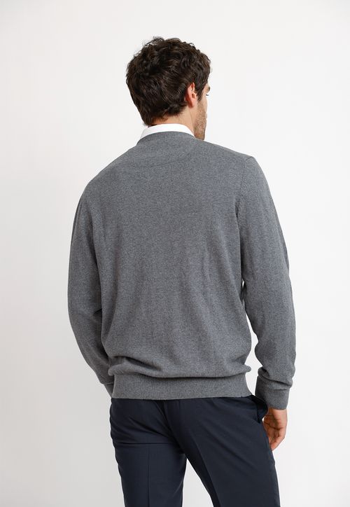 Cárdigan Formal Hombre Algodón Cashmere Classic Gris Melange