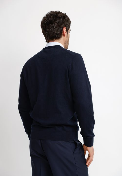 Cárdigan Formal Hombre Algodón Cashmere Classic Azul Marino