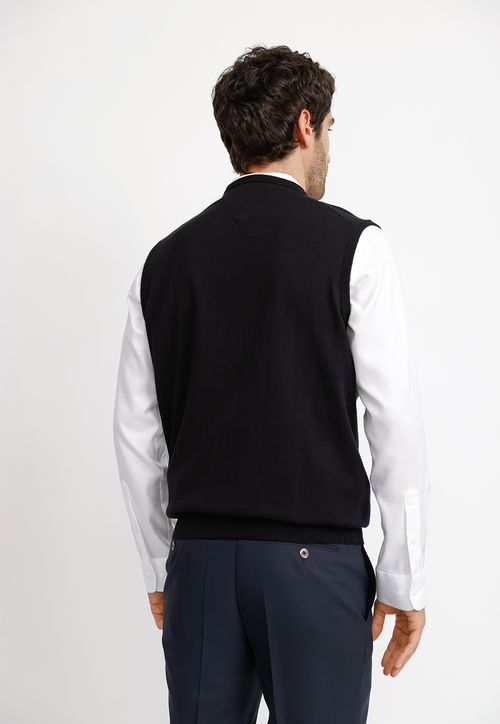 Sweater Hombre Formal Sin Mangas Algodón Cashmere Classic Negro
