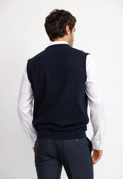 Sweater Hombre Formal Sin Mangas Algodón Cashmere Classic Azul Marino