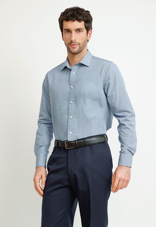 Camisa Hombre Formal Slim Algodón Non Iron Azul Marino