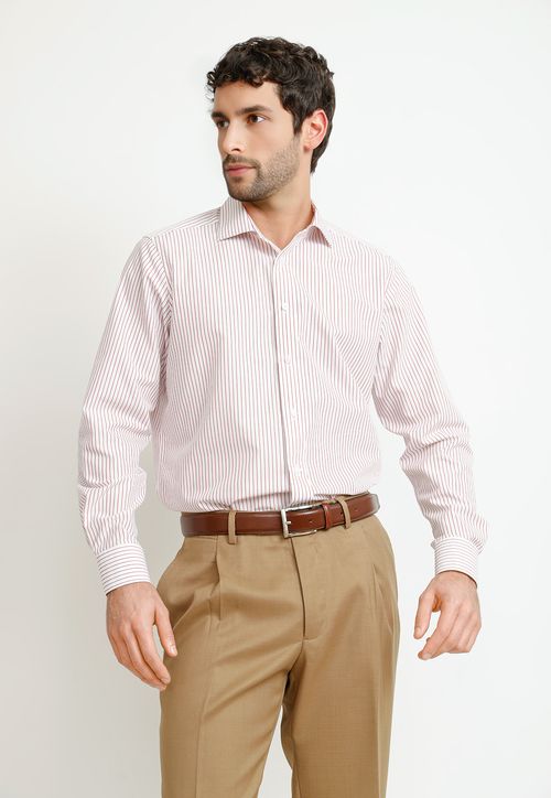 Camisa Hombre Formal Regular Algodón Non Iron Terracota