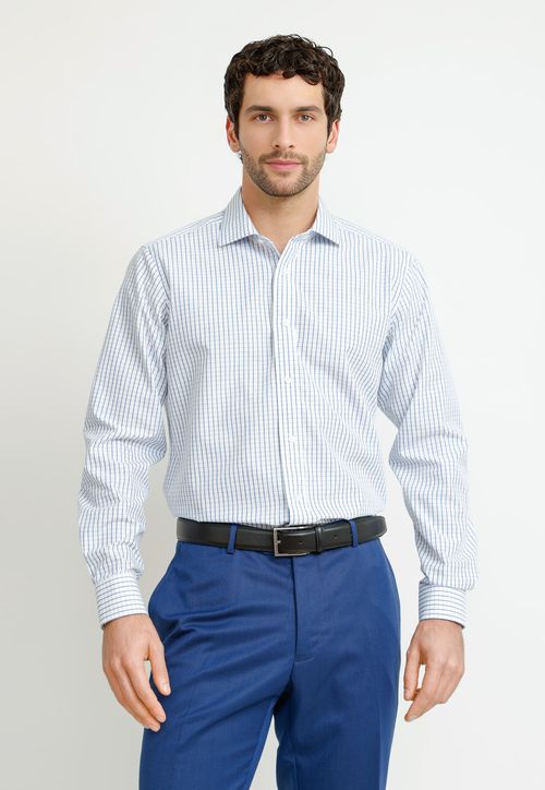 Camisa Hombre Formal Regular Algodón Non Iron Azulino