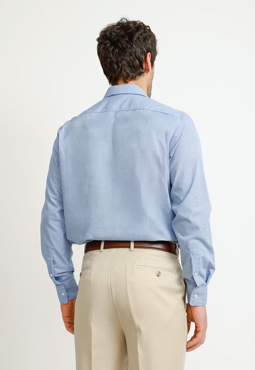 Camisa Hombre Formal Slim Algodón Non Iron Azul