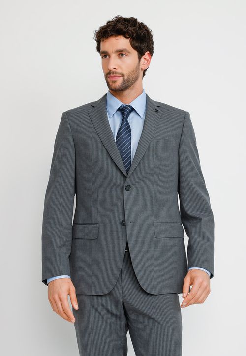 Traje Hombre Formal Slim Mezcla Lana Executive Gris