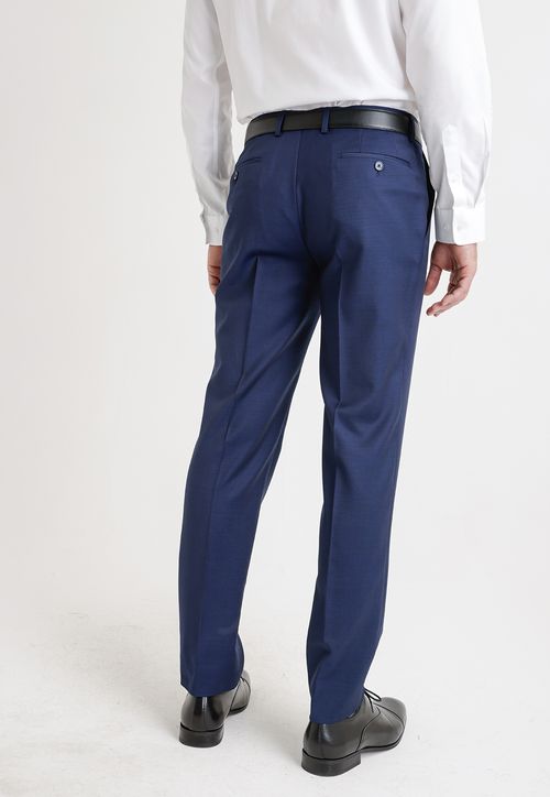 Pantalón Formal Hombre Lana S100'S Liso Slim Mix&Color Azul