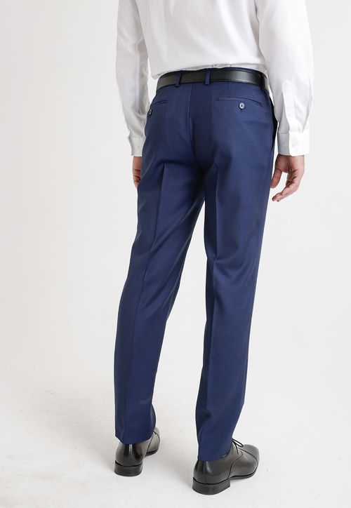 Pantalón Formal Hombre Lana S100'S Liso Slim Mix&Color Azul