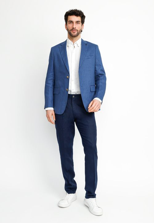 Chaqueta Lino Slim Cesar Azulino