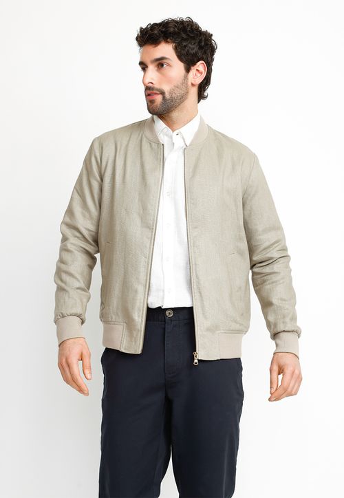 Chaqueta Bomber Lino Tanaka Beige