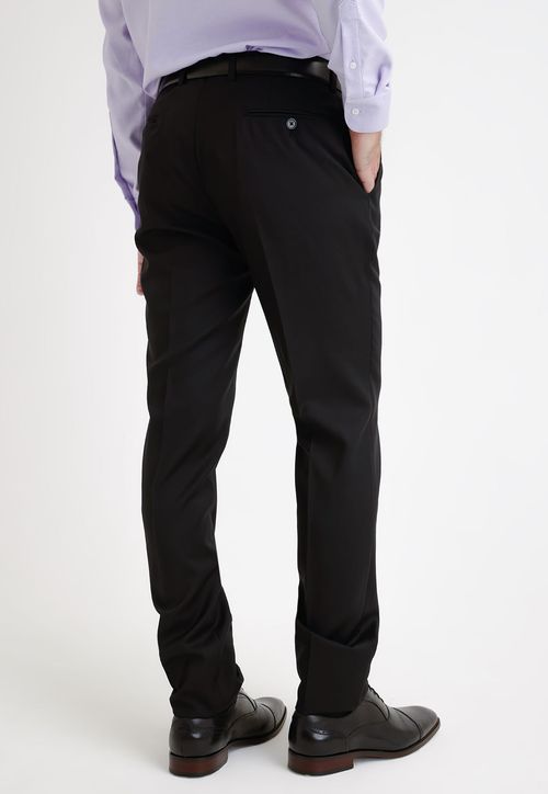 Pantalón Formal Hombre Lana S100'S Liso Slim Mix&Color Negro